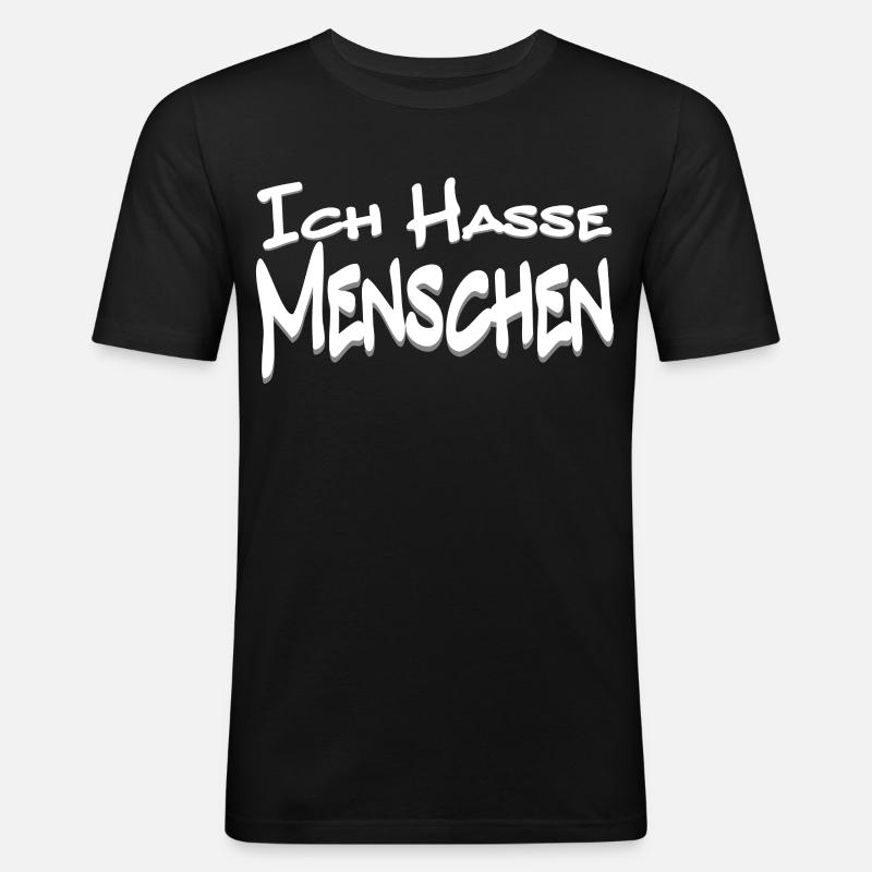 Humoristischer Spruch mit Comic-Design - Männer Slim Fit T-Shirt - Schwarz