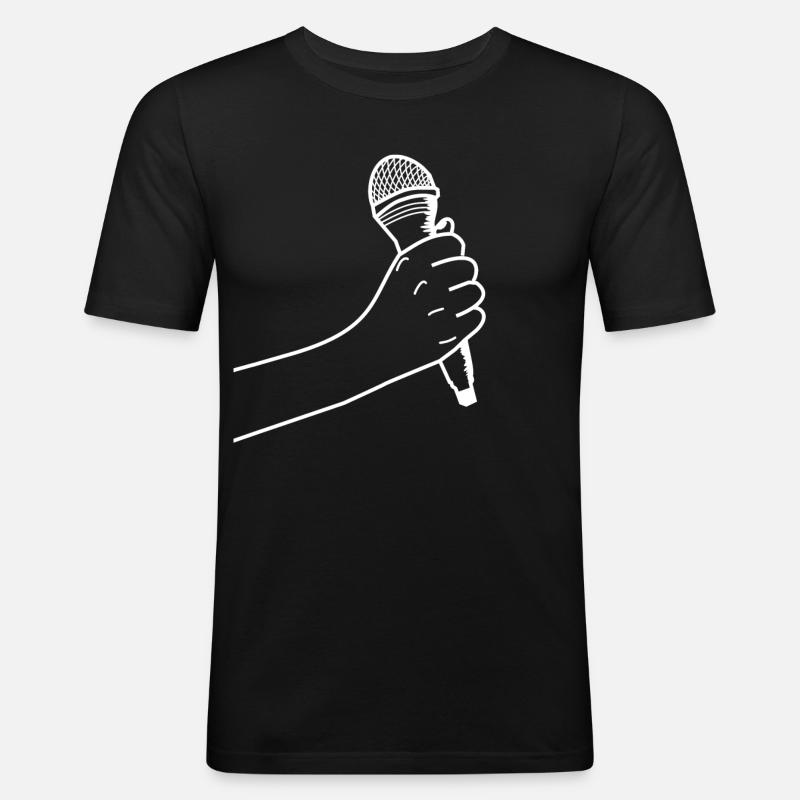 Hand mit Mikrofon - Männer Slim Fit T-Shirt - Schwarz