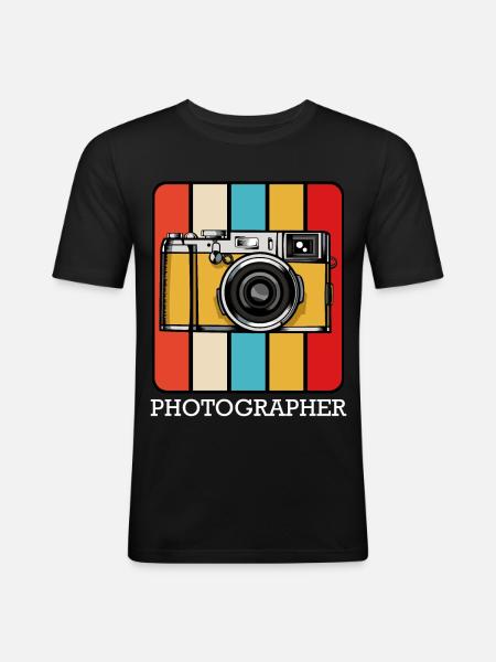 Retro Camera Pop Art Block - Men's Slim Fit T-Shirt - black