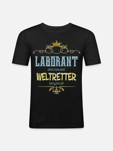 Laborant Weltretter - Männer Slim Fit T-Shirt - Schwarz