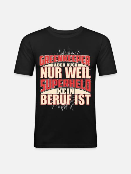 Greenkeeper Superheld - Männer Slim Fit T-Shirt - Schwarz