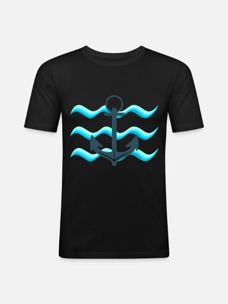 navigation à voile - T-shirt près du corps Homme - noir