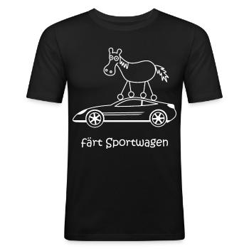 färt Sportwagen, fährt schnell, Raser, Pferd Auto - Männer Slim Fit T-Shirt - Schwarz - Vorne - Nik (191cm)