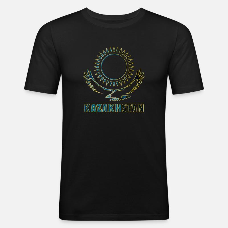 Kasachstan Steppenadler Geschenk - Männer Slim Fit T-Shirt - Schwarz
