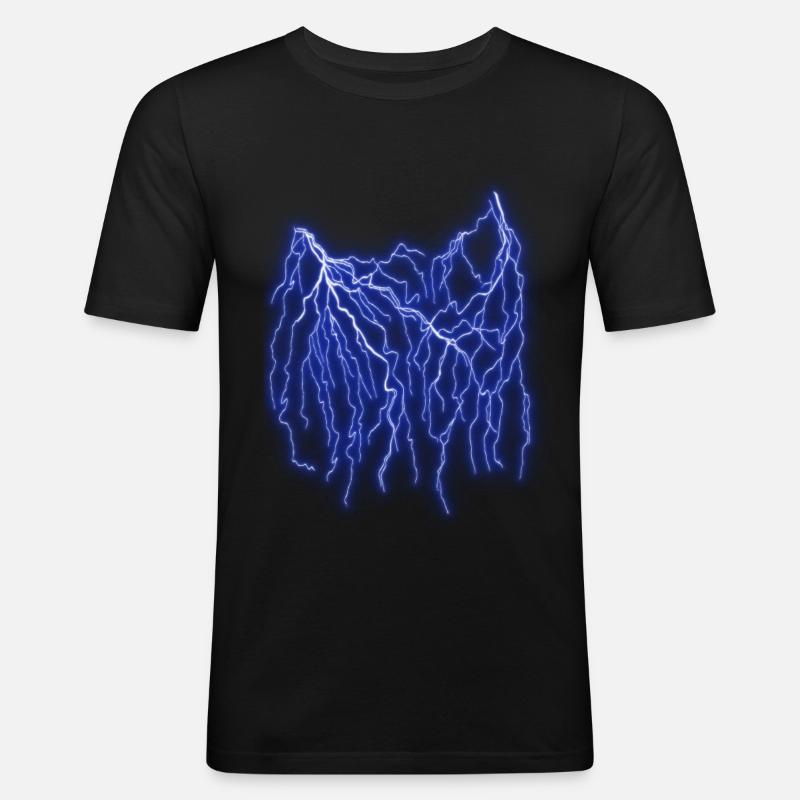 Blitze - Männer Slim Fit T-Shirt - Schwarz