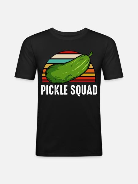 Pickle Squad Retro Sunset - Männer Slim Fit T-Shirt - Schwarz