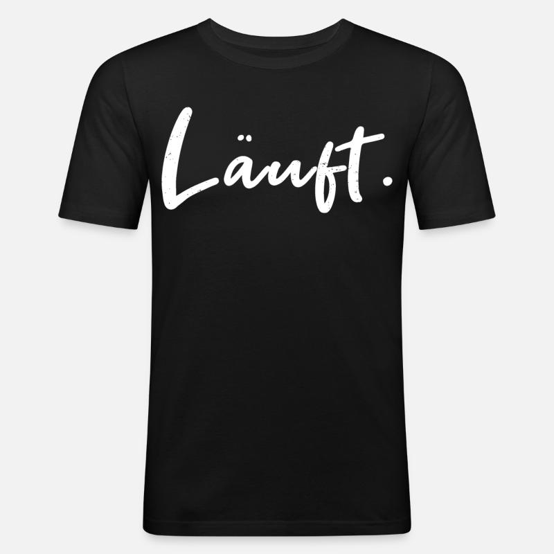Läuft. – Handlettering Statement - Männer Slim Fit T-Shirt - Schwarz