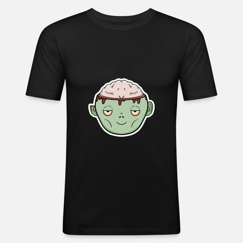 Zombie Hirn im Becher - Männer Slim Fit T-Shirt - Schwarz