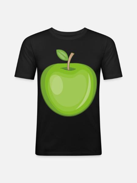 Funny sticker of an apple - Men's Slim Fit T-Shirt - black