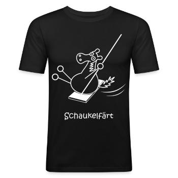 Schaukelfärt, färt, Schaukel, schaukeln, Pferd - Männer Slim Fit T-Shirt - Schwarz - Vorne - Nik (191cm)