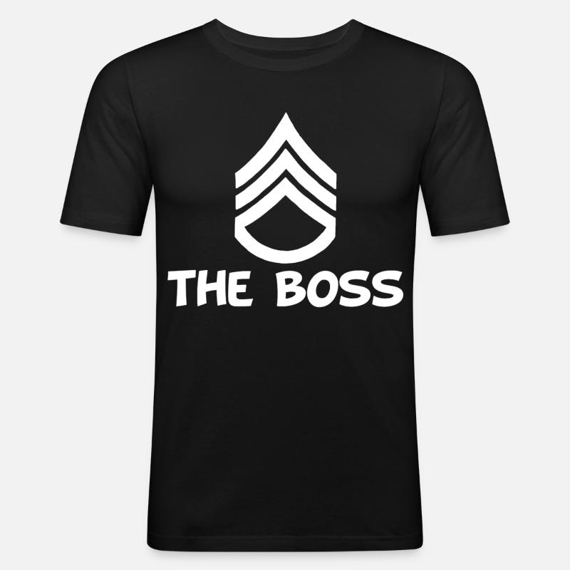Der Chef (weiß) - Männer Slim Fit T-Shirt - Schwarz