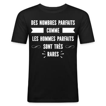 Humour homme parfait - T-shirt près du corps Homme - noir - Devant - Nik (191cm)