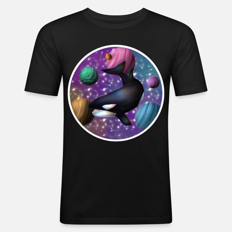 orque dans l’espace - T-shirt près du corps Homme - noir