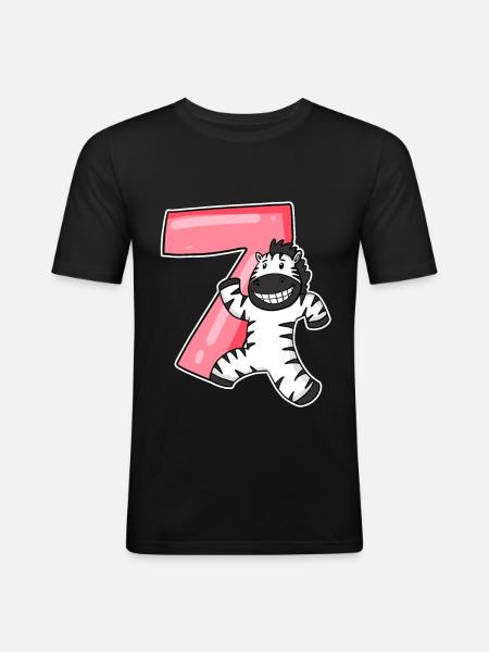 Zèbre 7 ans anniversaire d’enfant - T-shirt près du corps Homme - noir