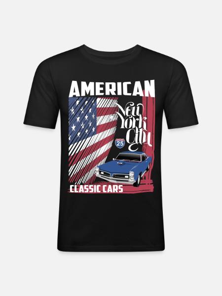 Amerikanske klassiske biler - Herre Slim Fit T-Shirt - sort