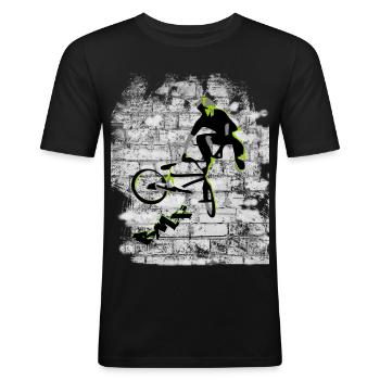 BMX - Männer Slim Fit T-Shirt - Schwarz - Vorne - Nik (191cm)