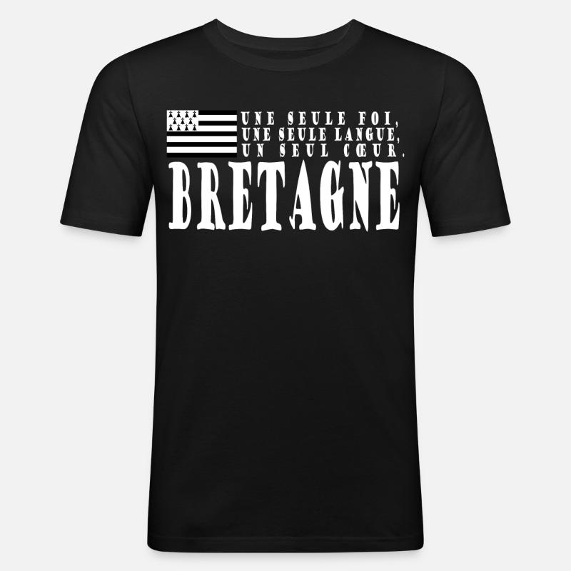 Idée cadeau Bretagne. Proverbe et drapeau Breton - T-shirt près du corps Homme - noir