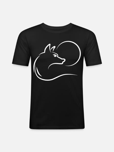 Wolf at full moon - Men's Slim Fit T-Shirt - black