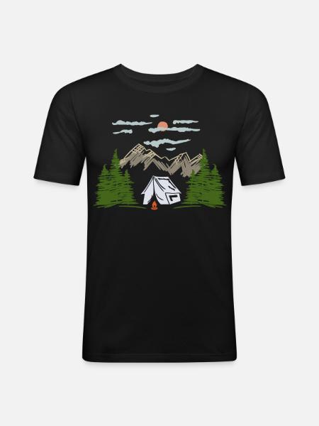 Camping Camping Mountain Motif Gift Idea - Men's Slim Fit T-Shirt - black