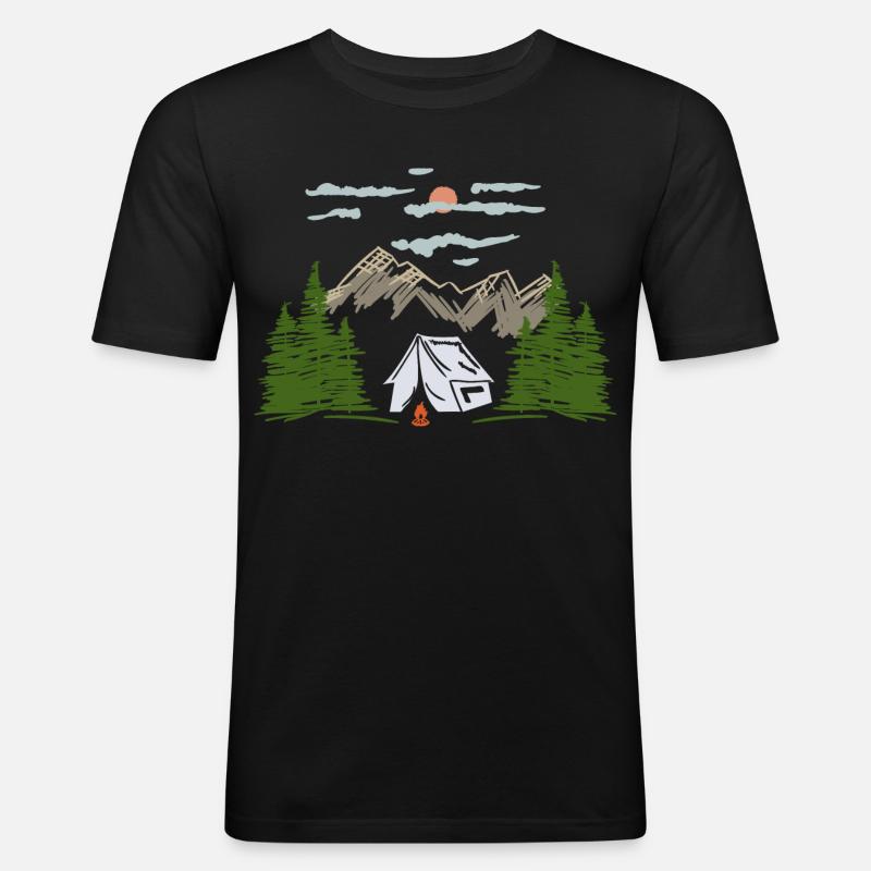 Camping Camping Mountain Theme Cadeau - T-shirt près du corps Homme - noir