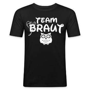 braut jgsa eule girls lustig spruch team aufkleber - Männer Slim Fit T-Shirt - Schwarz - Vorne - Nik (191cm)