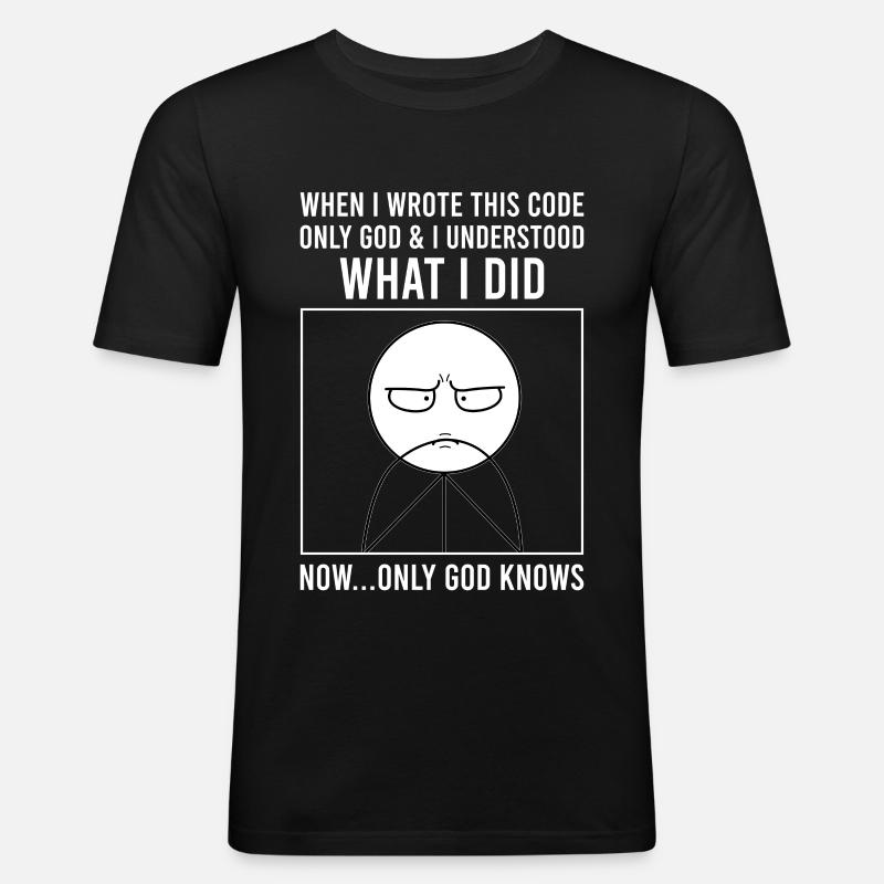 Programmierer Informatiker Softwareentwickler Meme - Männer Slim Fit T-Shirt - Schwarz