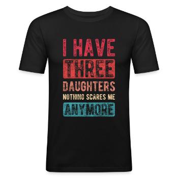 Ich habe 3 Töchter Mama Papa Muttertag Vatertag - Männer Slim Fit T-Shirt - Schwarz - Vorne - Nik (191cm)
