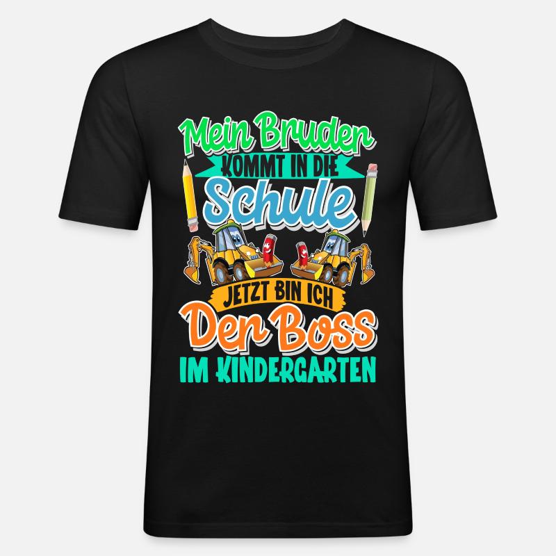 Bruder Bagger Einschulung Kindergarten - Männer Slim Fit T-Shirt - Schwarz