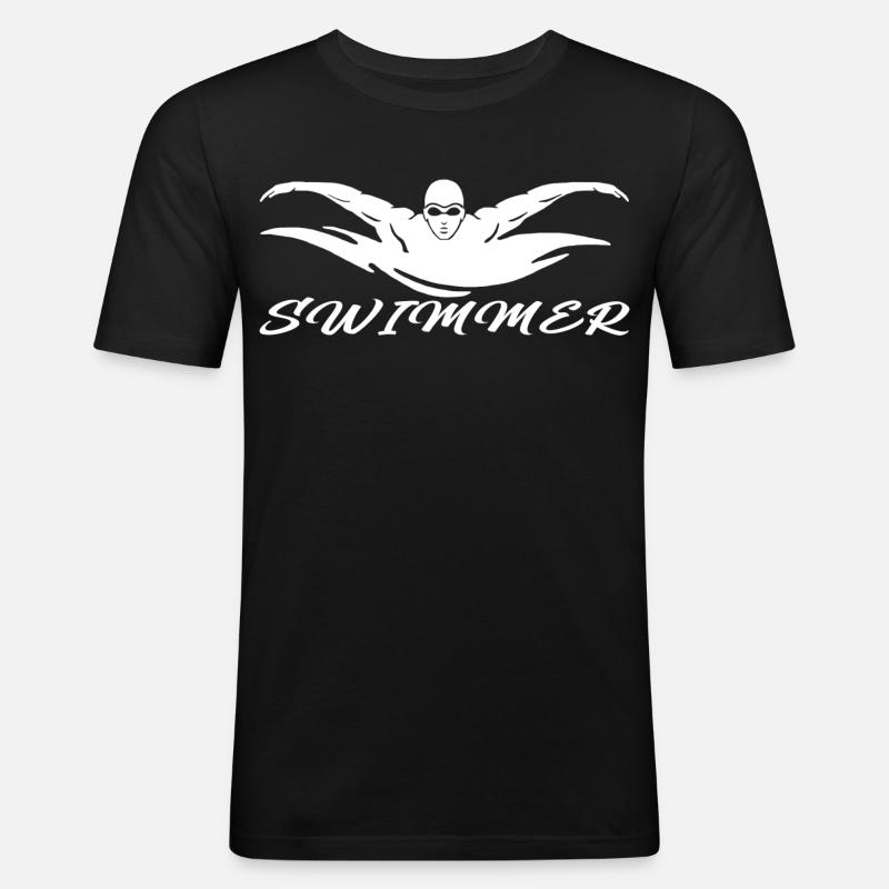 Swimmer - Männer Slim Fit T-Shirt - Schwarz
