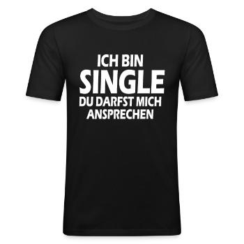 Single - Männer Slim Fit T-Shirt - Schwarz - Vorne - Nik (191cm)