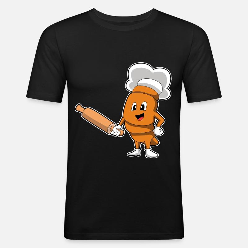 Brot Bäcker Nudelholz Backen - Männer Slim Fit T-Shirt - Schwarz