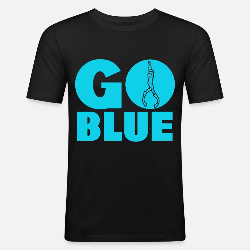 Go Blue - Apnoe Freitauchen - Männer Slim Fit T-Shirt - Schwarz