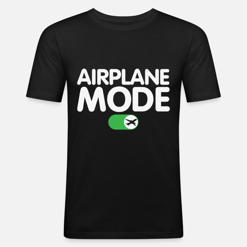Flugzeugmodus auf lustigem Pilotendesign - Männer Slim Fit T-Shirt - Schwarz