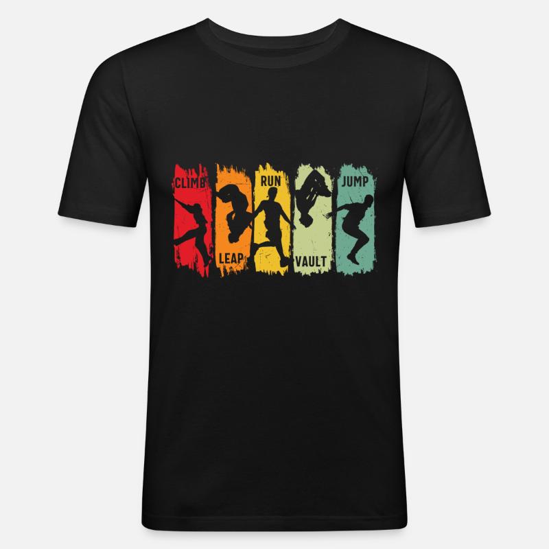 Parkour Fri Løb Stigning Spring Løb Spring Spring Spring Spring - Herre Slim Fit T-Shirt - sort