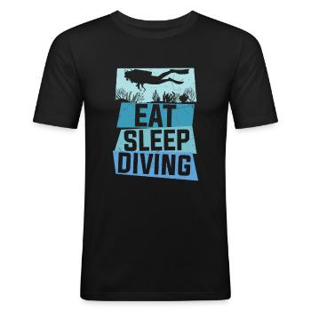 Scuba Diving Quote Eet Slaapduiken Scuba Diving D - Mannen slim fit T-shirt - zwart - Voor - Nik (191cm)