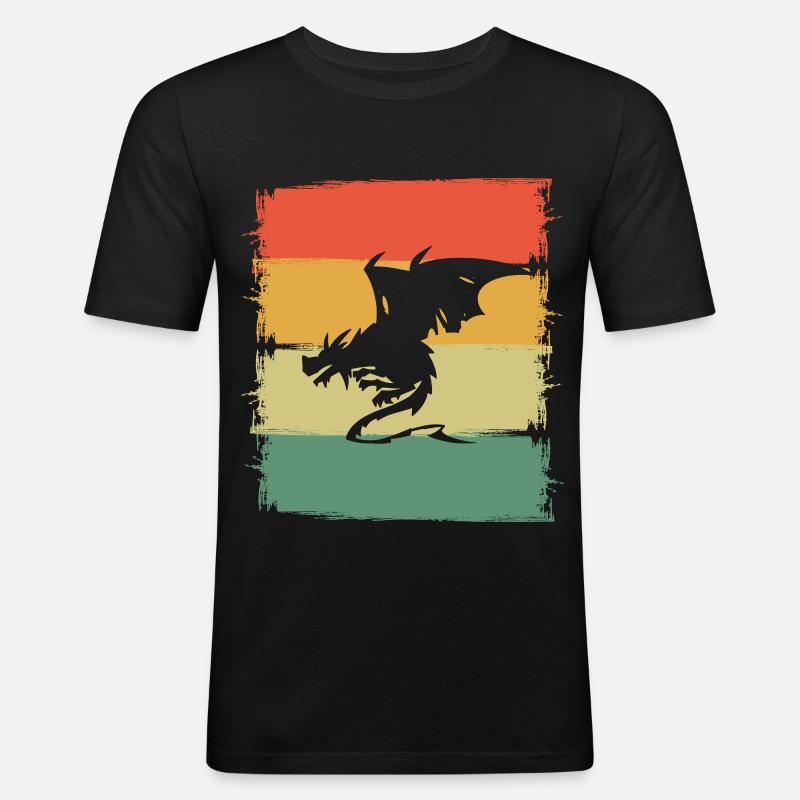 Drache Drachen - Männer Slim Fit T-Shirt - Schwarz