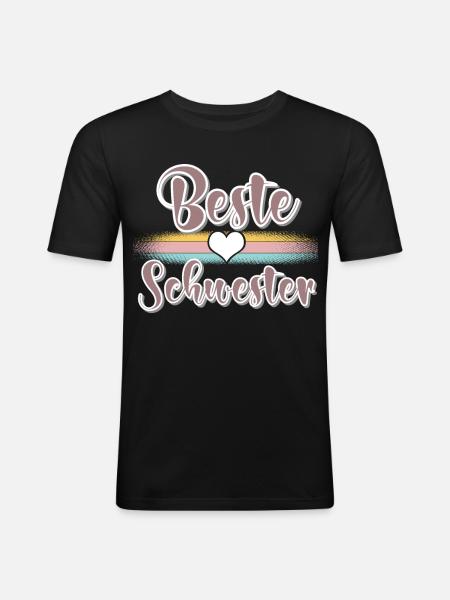 Beste Schwester - Männer Slim Fit T-Shirt - Schwarz