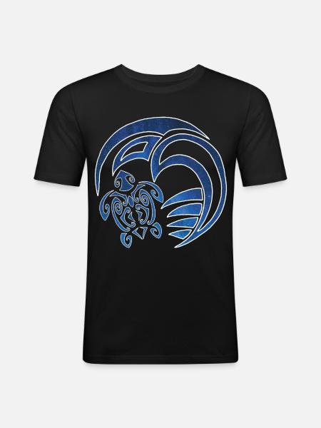 Turtle, ocean and starry sky - Men's Slim Fit T-Shirt - black