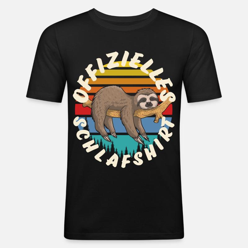 Faultier - Männer Slim Fit T-Shirt - Schwarz