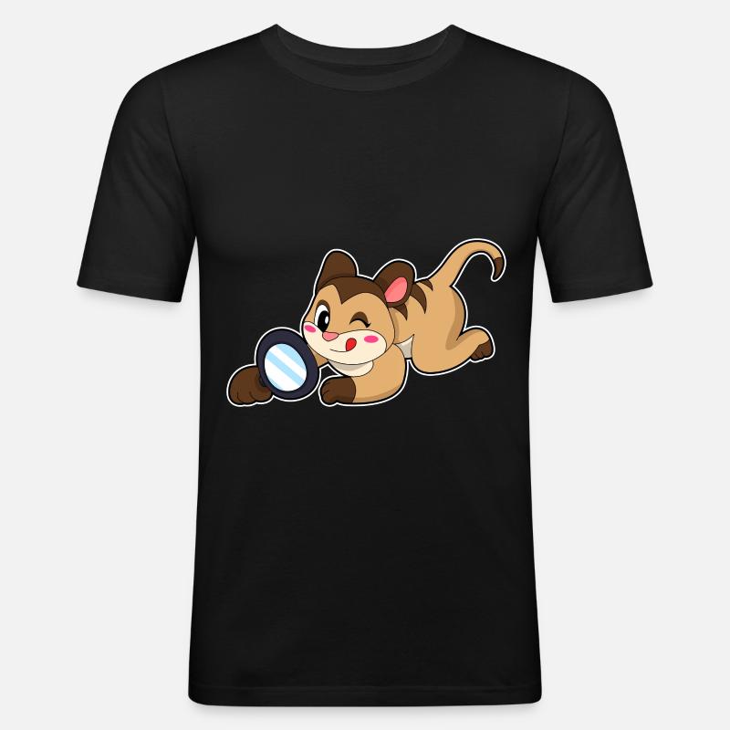 Erdmännchen mit Lupe - Männer Slim Fit T-Shirt - Schwarz