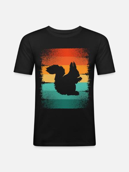 Écureuil - T-shirt près du corps Homme - noir