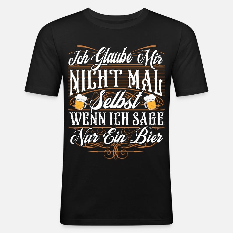 Lustiger Bier Spruch - Männer Slim Fit T-Shirt - Schwarz