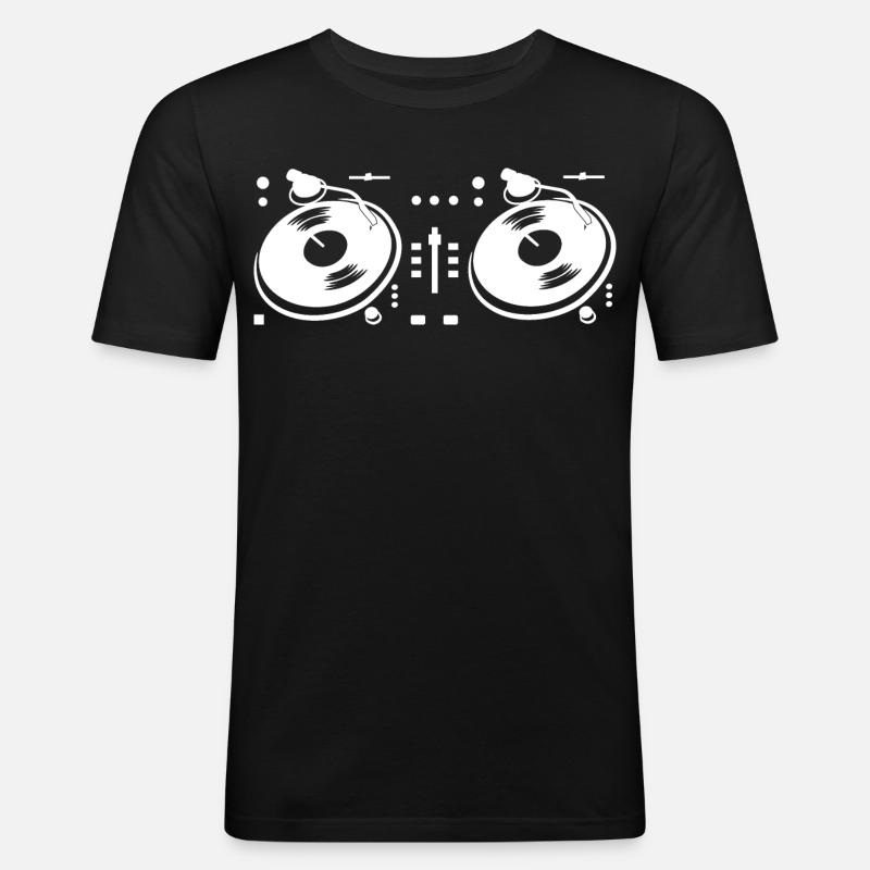 DJ Turntable - Männer Slim Fit T-Shirt - Schwarz