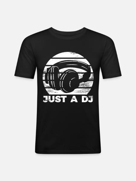 DJ - Männer Slim Fit T-Shirt - Schwarz