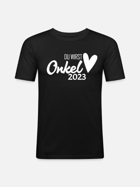 Onkel 2023 - Onkel werden - Männer Slim Fit T-Shirt - Schwarz