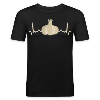 Knoblauch Liebe Herzschlag Valentinstag Spruch - Männer Slim Fit T-Shirt - Schwarz - Vorne - Nik (191cm)