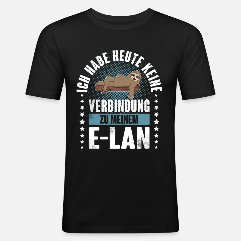 Faultier E Lan - Männer Slim Fit T-Shirt - Schwarz