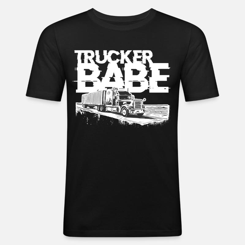 Trucker Babe - Männer Slim Fit T-Shirt - Schwarz