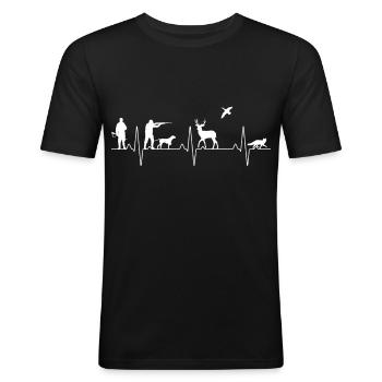 Jäger Herzschlag für die Jagd - Männer Slim Fit T-Shirt - Schwarz - Vorne - Nik (191cm)