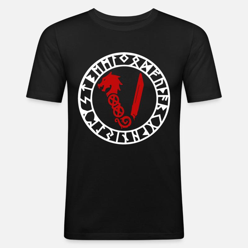 Symbol Der Wikinger - Männer Slim Fit T-Shirt - Schwarz